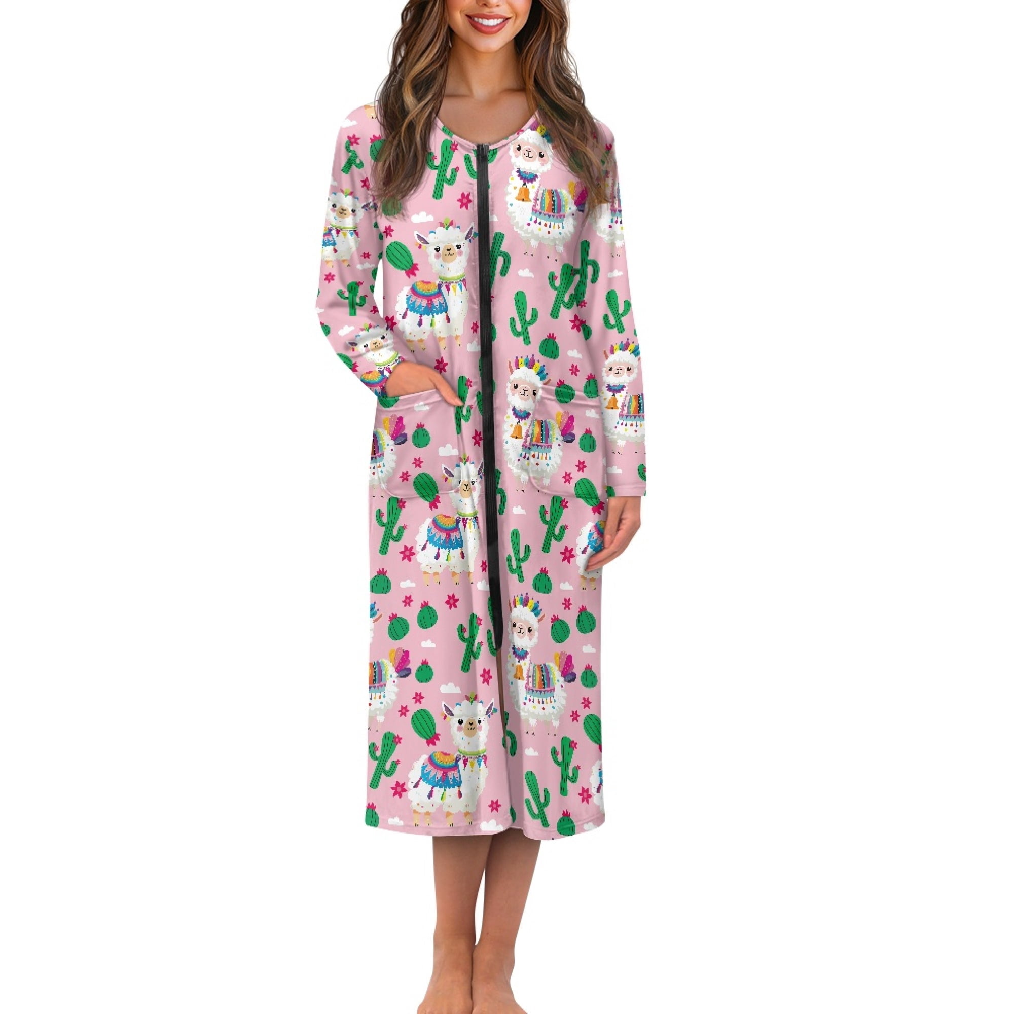Yuyamidu Alpaca Bathrobe Sleepwear for Women Lightweight Long Sleeve ...