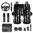 thumbnail image 1 of Yuyamidu American Flag Car Seat Covers Full Set with Steering Wheel Cover Camo Safe Belt Pads Coasters Car Center Console Cover Keychain, Set of 13, 1 of 6