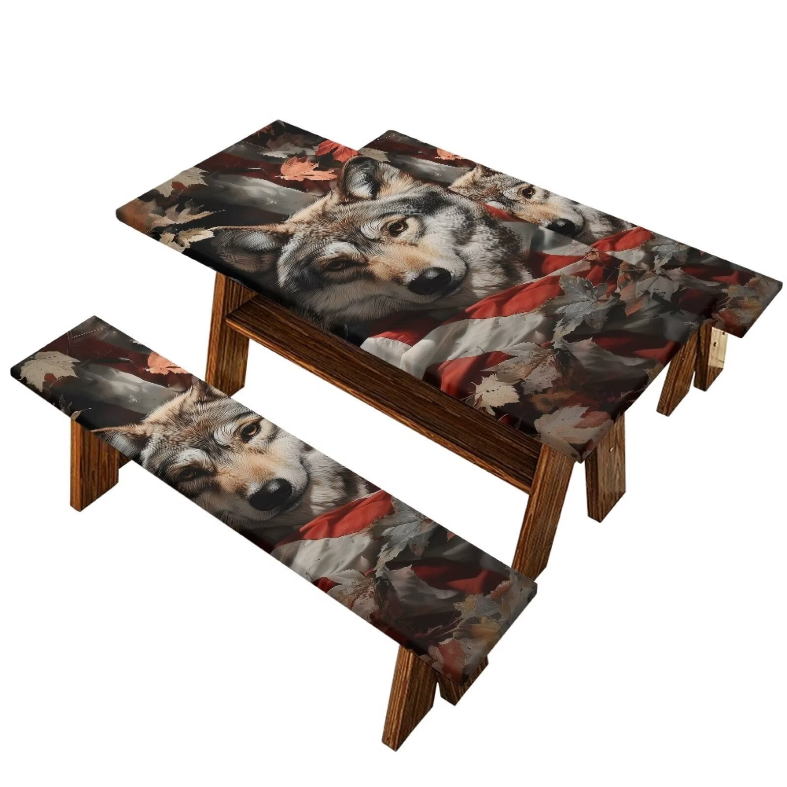 Table Backplate Yuyamidu American Flag Elastic Picnic Table Cover with Bench Covers Set ...