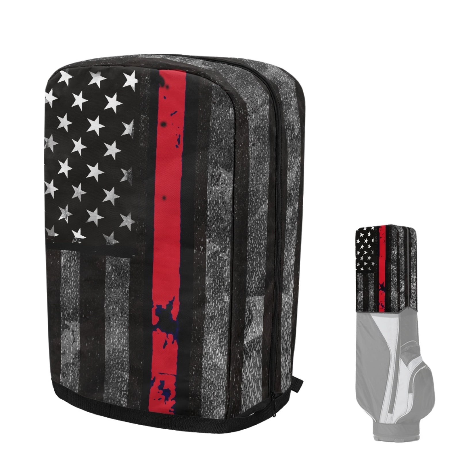 Yuyamidu American Flag Golf Bag Cover Portable Golf Bag Rain Cover Red Line Golf Caddy Bags Covers Golf Gifts for Women Universal Golf Club Bag Accessories