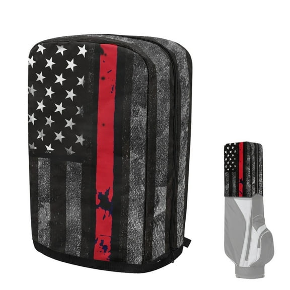Yuyamidu American Flag Golf Bag Cover Portable Golf Bag Rain Cover Red Line Golf Caddy Bags Covers Golf Gifts for Women Universal Golf Club Bag Accessories