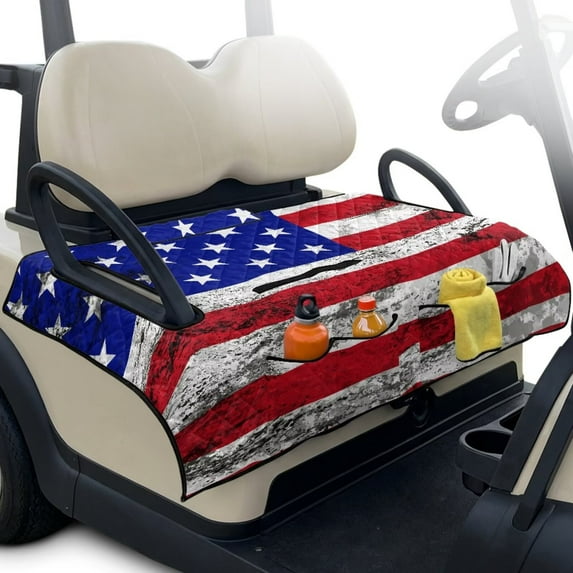 Yuyamidu American Flag Golf Cart Seat Covers with Pockets Soft Golf Cart Seat Towel Blanket for 2 Passenger Seats Club Car Accessories Gifts for Golfer for All Season, 4th of July