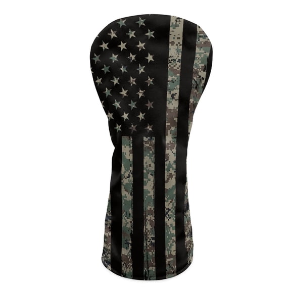 Yuyamidu American Flag Golf Club Head Covers Camo PU Leather Golf Club Cover Driver Headcovers, Fairway Woods Head Covers, Hybrids Headcover