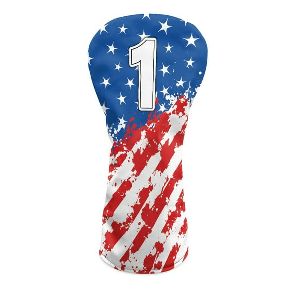 Yuyamidu American Flag Golf Club Head Covers Driver Fairway Wood Hybrid Headcover 4th of July Golf Head Covers Waterproof PU Leather Accessory