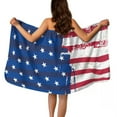 thumbnail image 1 of Yuyamidu American Flag Towel Body Wrap for Women Short Bath Wrap Towel Size XL Spa Wrap Knee Length Bath Towels with Pocket Traveling Hotel Shower Wrap Towel, 4th of July, 1 of 7
