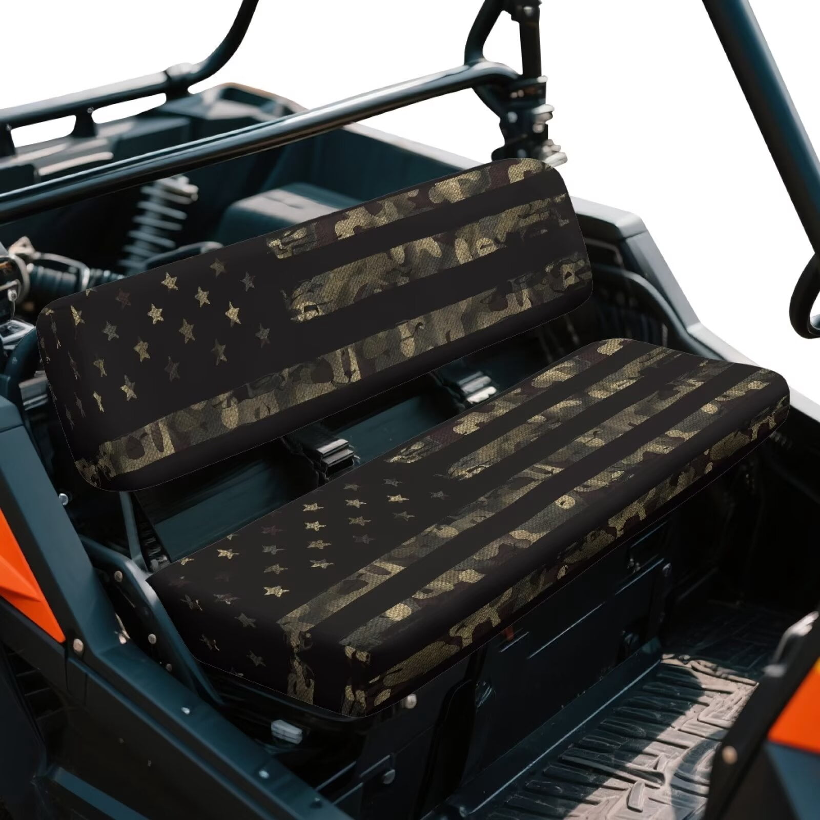 Yuyamidu American Flag UTV Bench Seat Cover Backrest Cover Camo Seat Covers Compatible with Kawasaki Mule 3000 3010 3020 4000 4010 2001-2023 2025