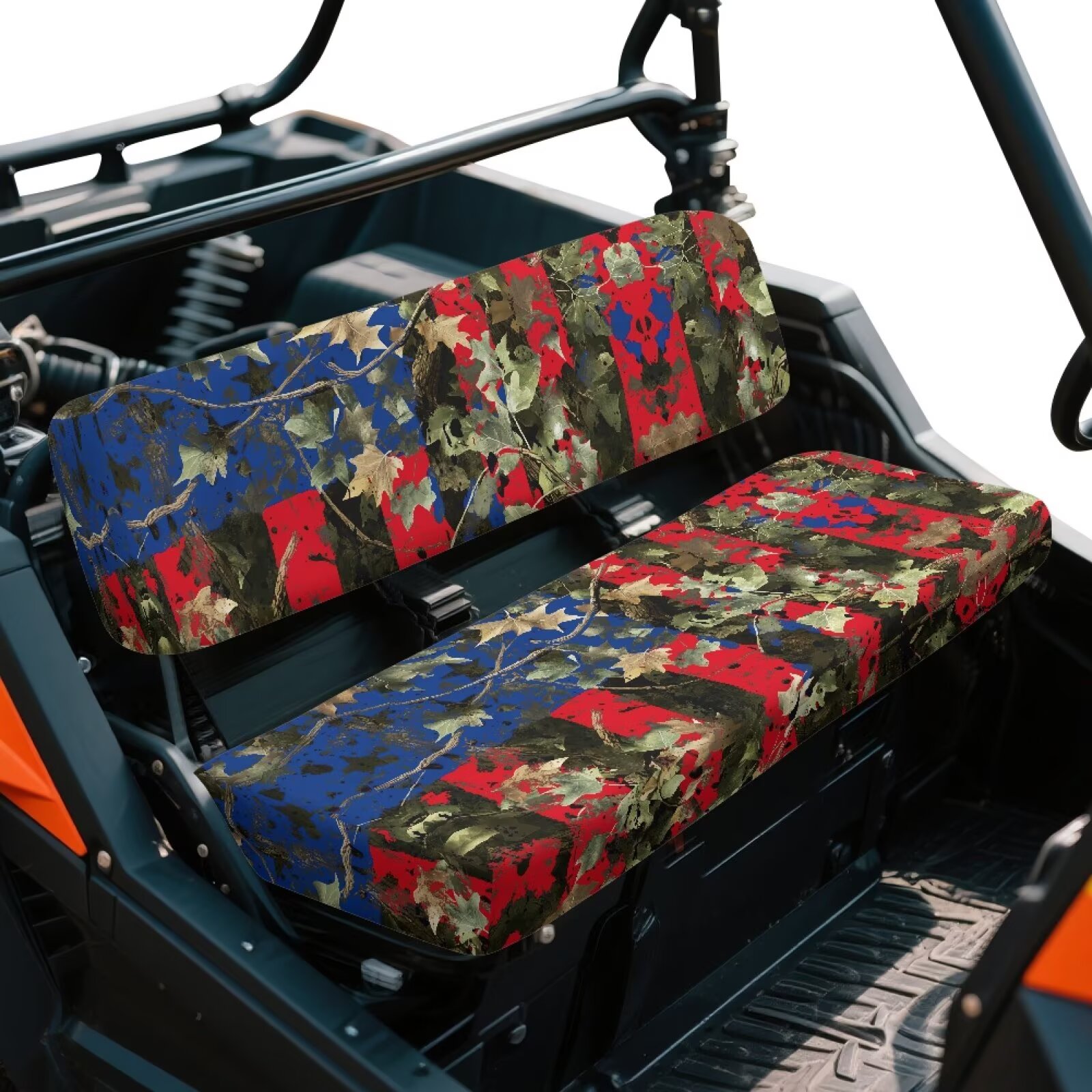 Yuyamidu American Flag UTV Seat Cover Camouflage Hunting Mule Bench Seat Cover Easy to Install UTV Accessories Elastic Fabrics for Kawasaki Mule 3000 3010 3020