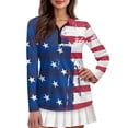 thumbnail image 1 of Yuyamidu American Flag Women Long Sleeve Shirts Size M Soft 1/4 Zip Collared Golf Shirts Slim Fit Shirt Workout Tops for Outdoor Sports, 4th of July, 1 of 8