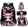 thumbnail image 1 of Yuyamidu Axolotl Backpack with Lunch Box for Kids Girls 7-8 Cherry Blossom Bookbag for Middle School 5th Grade Book Bag + Lunch Bag + Pencil Case + Water Bottle Holder with Strap, 4 in 1, 1 of 7