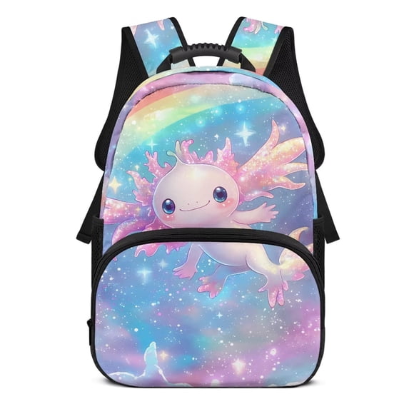 Yuyamidu Axolotl Backpack for Kids Girls School Bag Casual Basic Backpack for Students Teenage Shoulder Bag with Zipper Fashion Laptop Backpack