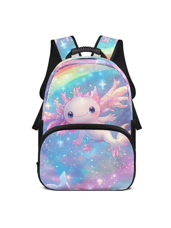 Axolotl Backpack for Kids Girls School Bag Casual Basic Backpack for Students Teenage Shoulder Bag with Zipper Fashion Laptop Backpack