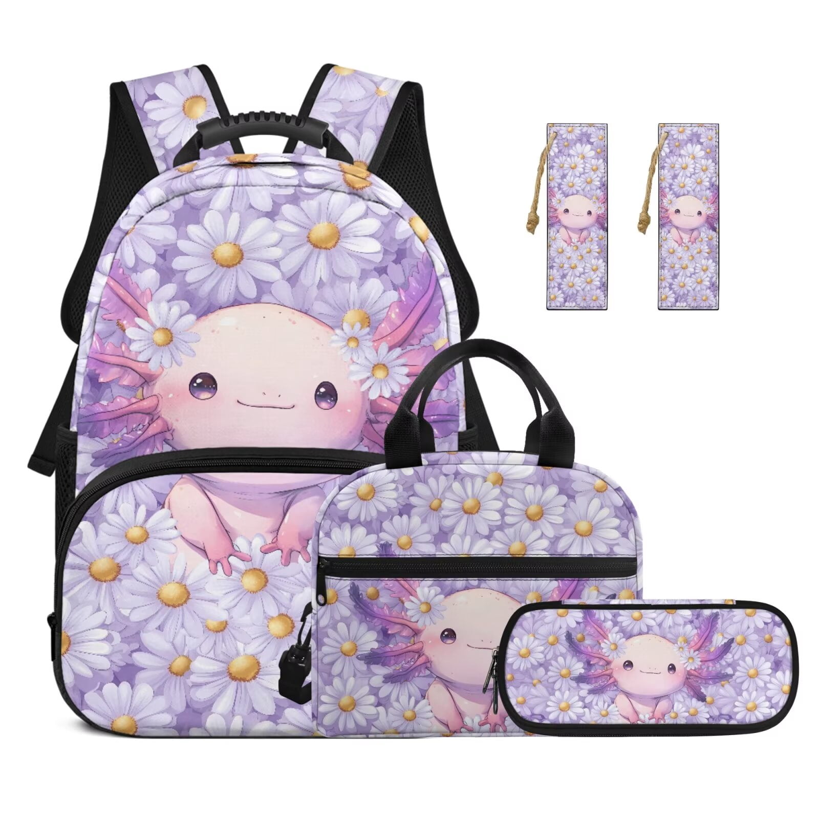 バッグ uou cute bag Yuyamidu Cute Axolotl Kids Backpack and Lunch Box Set of 5 Middle
