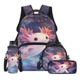 thumbnail image 1 of Yuyamidu Axolotl Galaxy Backpack with Lunch Bag Set 17 Inch Book Bag for Girls Lunch Box Pencil Case Water Bottle Sleeve 4 Piece Middle School Bookbag and Lunchbox for Student, 1 of 7