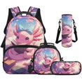 thumbnail image 1 of Yuyamidu Axolotl Girls Bookbag with Lunch Box Kindergarten Backpack for Boys with Lunchbox 17 Inch School Bag for Students Study Lightweight Kids Travel Daypack, 1 of 8