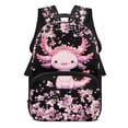 thumbnail image 1 of Yuyamidu Axolotl Kids School Backpack for Girls Pink Cherry Blossom Kids Teens School Bookbag Elementary Primary Schoolbag Bagpack for Students, 1 of 7