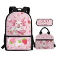 thumbnail image 1 of Yuyamidu Axoltol Backpack and Lunchbox for Girls 4th Grade/5th Grade Large Capacity School Bag for Kids 8-10 with Lunch Bag Pencil Box Pink Strawberry Book Bag Set with Lunch Tote, 3 in 1, 1 of 7