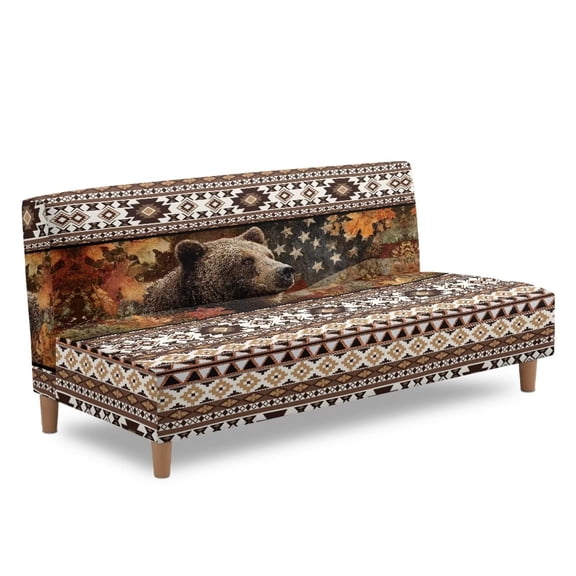 Yuyamidu Aztec Bear Futon Cover Armless Sofa Covers Washable Stretch Futon Slipcover Easy to Install Rv Jackknife Sofa Covers Gift for Friends