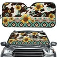 thumbnail image 1 of Yuyamidu Aztec Car Windshield Sun Shade Cow Print Front Window Sunshade Sunflower Car Shade Universal Auto Accessories for SUV Van Truck Sedan Keep Vehicle Cool, 1 of 5