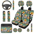 thumbnail image 1 of Yuyamidu Aztec Cow Print Car Seat Covers Full Set 14 Pack with Steering Wheel Cover Center Console Cover Head Rest Protector Car Seat Belt Cover Universal Fit for Auto Truck Van SUV, 1 of 7