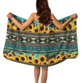 thumbnail image 1 of Yuyamidu Aztec Cow Print Wrap Towel for Women Sunflower Bath Wrap with Adjustable Closure Pocket Breathable Shower Towel Wrap for Adults Bathroom Towels Size L, 1 of 7