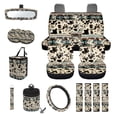 thumbnail image 1 of Yuyamidu Aztec Ethnic Car Seat Cover Set of 15 Cow Print Steering Wheel Cover Seat Belt Strap Pads Cup Coasters Trash Bag Air Vent Storage Bag Rearview Mirror Cover Keychain Auto Accessories, 1 of 7