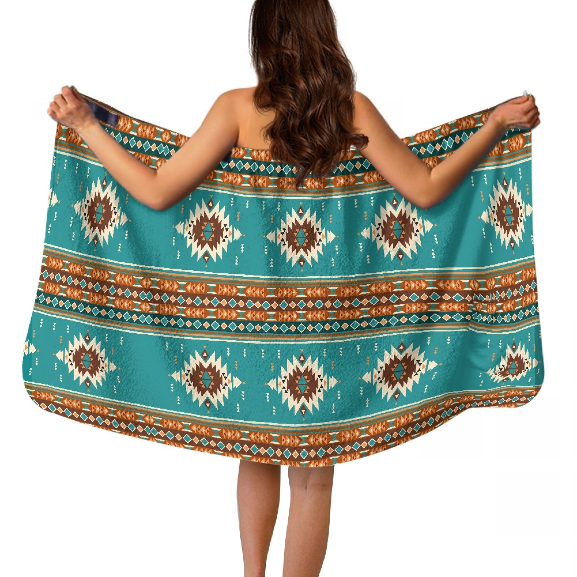Yuyamidu Aztec Ethnic Gemoetric Body Wrap Towel for Women Lightweight Bath Wrap with Pocket Stretchy Shower Towel Wrap Comfortable Bath Towels Knee Length Bath Sheets Size XL