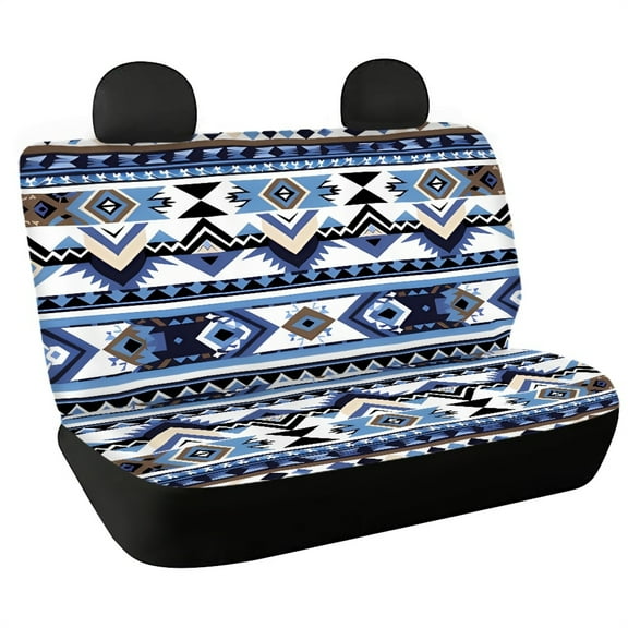 Yuyamidu Aztec Ethnic Gemoetric Car Back Seat Covers Protector Blue Rear Car Seat Cushion Dust and Scratch Proof Washable Auto Bench Seat Cushion Universal Fit Car, Truck, SUV, Van