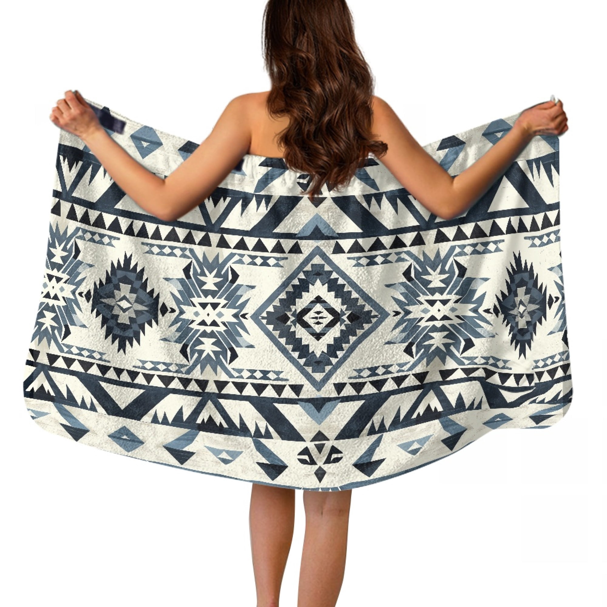 Yuyamidu Aztec Ethnic Gemoetric Shower Towel Wrap for Women Comfy Bath Wrap with Side Pocket Adjustable Closure Towel Wrap for Spa Gym Swim Terry Cloth Bath Towels for Adults Size XL