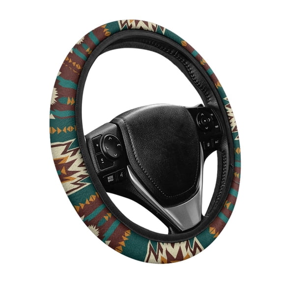 Yuyamidu Aztec Ethnic Gemoetric Steering Wheel Cover Soft Flannel Steering Wheel Covers 15 Inch Warm Car Steering Wheel Accessories Fit Most Auto Sedan