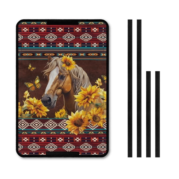 Yuyamidu Aztec Horse RV Door Window Shade Cover Sunflower RV Door Window UV Protection Cover, Foldable Travel Trailer Motorhome RV Screen Door Protector