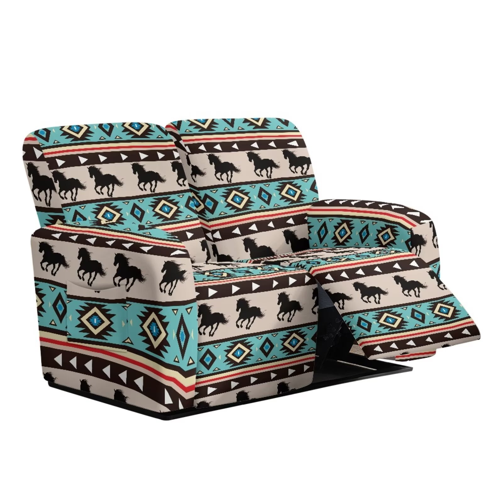 Yuyamidu Aztec Loveseat Recliner Covers 2 Seater Horse Recliner Loveseat Slipcover with Elastic Edge Breathable Reclining Couch Covers Gift for Friends