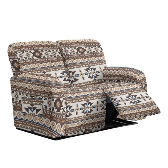 Yuyamidu Aztec Print Recliner Loveseat Covers Retro Recliner Loveseat Slipcover with Elastic Edge Washable Furniture Protector Covers for Pet