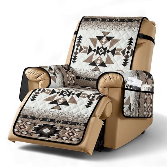 Yuyamidu Aztec Recliner Covers That Stay in Place Non Slip Recliner Chair Covers for Pets Easy to Install Reclining Chair Cover with Pockets Soft Furniture Protector Gift for Holiday