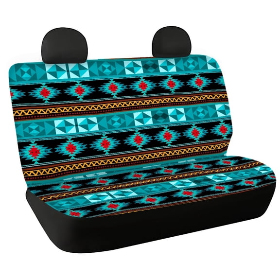 Yuyamidu Aztec Tribal Car Rear Seat Covers Universal Car Rear Cushion Covers Blue Automotive Back Seat Bench Pet Dogs Cushion Covers Car Interior Decor Backseat Covers Set of 2