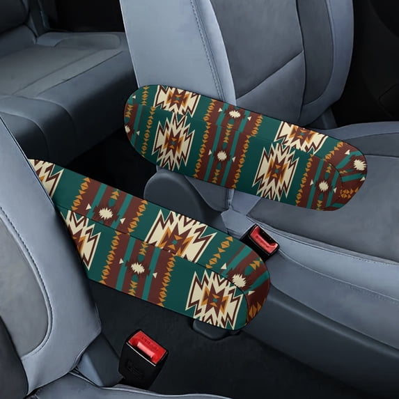 Yuyamidu Aztec Tribal Gemoetric Armrest Cover for Car Accessories Easy to Install Auto Armrest Protector 1 Pair Armrest Handle Cover for Most Cars Trucks Sedans