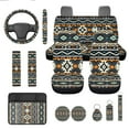 thumbnail image 1 of Yuyamidu Aztec Tribal Gemoetric Car Seat Covers Set with Steering Wheel Cover Seatbelt Pads Car Armrest Cover Keychain Coasters, 13 PCS Set, 1 of 6