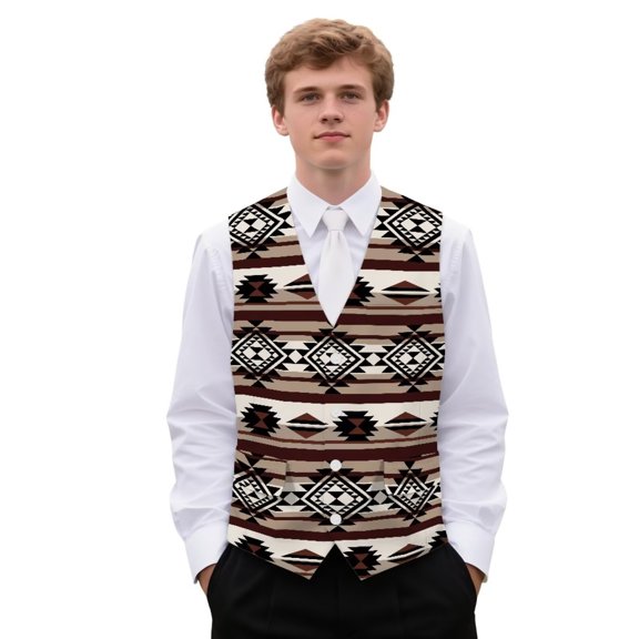 Yuyamidu Aztec Tribal Men's Casual Business Vests Lightweight Waistcoat with Adjustable Back Strap Slim Fit Suit Vest for Men Size S