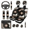 thumbnail image 1 of Yuyamidu Aztec Western Car Seat Covers Full Set with Steering Wheel Cover Safe Belt Pads Geometric Headrest Covers Coasters Key Ring Car Center Console Cover Fit for SUV Van, 14 Pack, 1 of 7
