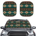 thumbnail image 1 of Yuyamidu Aztec Western Geometric Car Sun Shade Windshield Green Car Windshield Shades 2 Packs Fashion Windshield Cover for Automotive Truck Van Interior Decor Accessories, 1 of 5