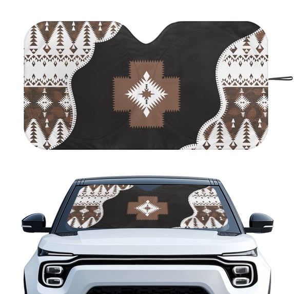 Yuyamidu Aztec Western Geometric Car Sunshades for Windshield Foldable Car Sun Shade Windshield Cover Auto Accessories Large Window Shades for Car SUV Van