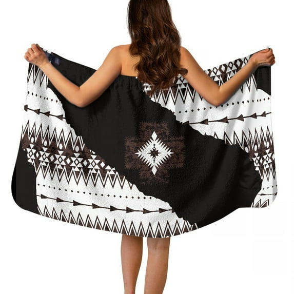 Yuyamidu Aztec Western Geometric Wrap Towel for Women Knee Length Body Wrap with Pocket Comfortable Bath Towel Wrap Size M Quick Dry Spa Wrap Reusable Bathroom Towels