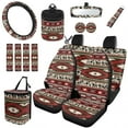 thumbnail image 1 of Yuyamidu Aztec Western Horse Car Seat Cover Full Set of 15 Auto Accessories Steering Wheel Cover Rearview Mirror Cover Keychain Wristlet Trash Bin Hanging Storage Bag Cup Holders Seat Belt Covers, 1 of 7