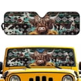 thumbnail image 1 of Yuyamidu Aztec Windshield Sun Shade, Highland Cow Car Sunshade for Rubicon Sahara TJ JK JKU 2 & 4 Door-Blocks UV Rays Sun Visor Shield, 1 of 7