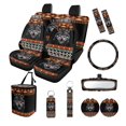 thumbnail image 1 of Yuyamidu Aztec Wolf Car Seat Covers Full Set with Steering Wheel Cover Seat Belt Cover Trash Bag Rearview Mirror Cover Keyrings Lipstick Holder 13 Pack Fit for Most Vehicles Decor, 1 of 5