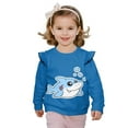 thumbnail image 1 of Yuyamidu Baby Shark Sweatshirt Toddler Girl 1T 2T Blue Long Sleeve Ruffle Shoulder Crewneck Tops Cute Graphic Sweatshirts Lightweight Comfy Fall Outfits Outdoor School Playwear, 1 of 7