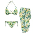 thumbnail image 1 of Yuyamidu Banana 3 Piece Swimsuits for Women Triangle Tie Side Bikini Sets with Side Tie-Up Cover Up Swimwear Halter Top Beach Outfits, 1 of 6