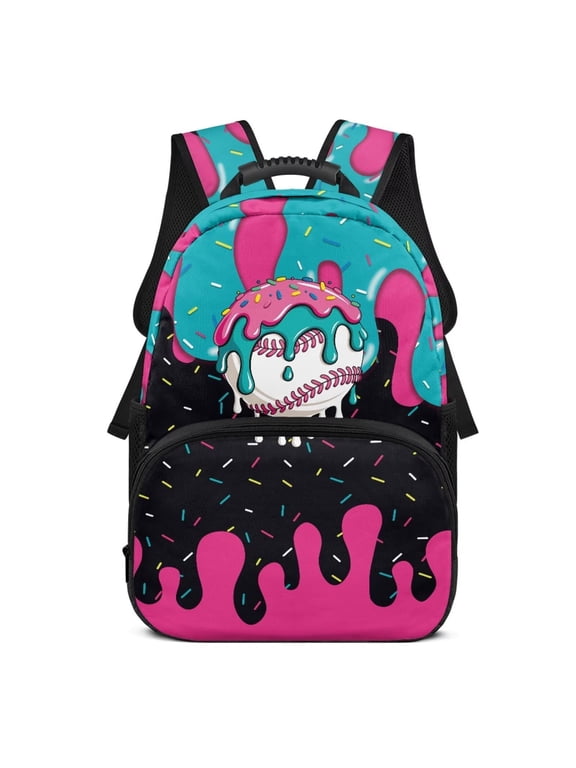 Baseball Kids Backpack for Girls 8-12, 5th Grade Elementary Bookbag, Adjustable Padded Straps School Backpack