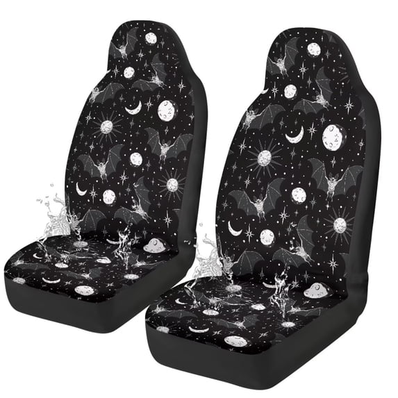 Yuyamidu Bat Car Seat Cover Full Set for Front Seats Car Interior Accessories Set Sun and Moon Auto Interior Seat Covers Saddle Blanket