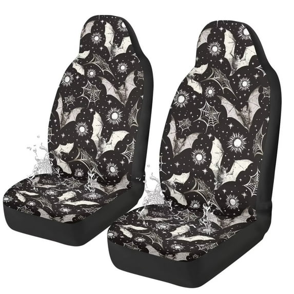 Yuyamidu Bat Front Car Seat Covers Cobweb Automotive Seats Cover Fit for Most of SUV, Sedan, Truck Waterproof Bucket Seat Cover Auto Interior Sets, Halloween