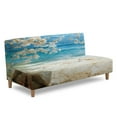 thumbnail image 1 of Yuyamidu Beach Print Futon Cover Armless Sofa Covers Breathable Armless Futon Bed Cover with Elastic Edge Breathable Rv Jackknife Sofa Covers Gift for Friends, 1 of 8